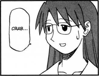 Yomi in the manga looking off to the left and mentioning crab, since she went to an all-you-can-eat crab buffet during her second year Winter break vacation to Hokkaido.